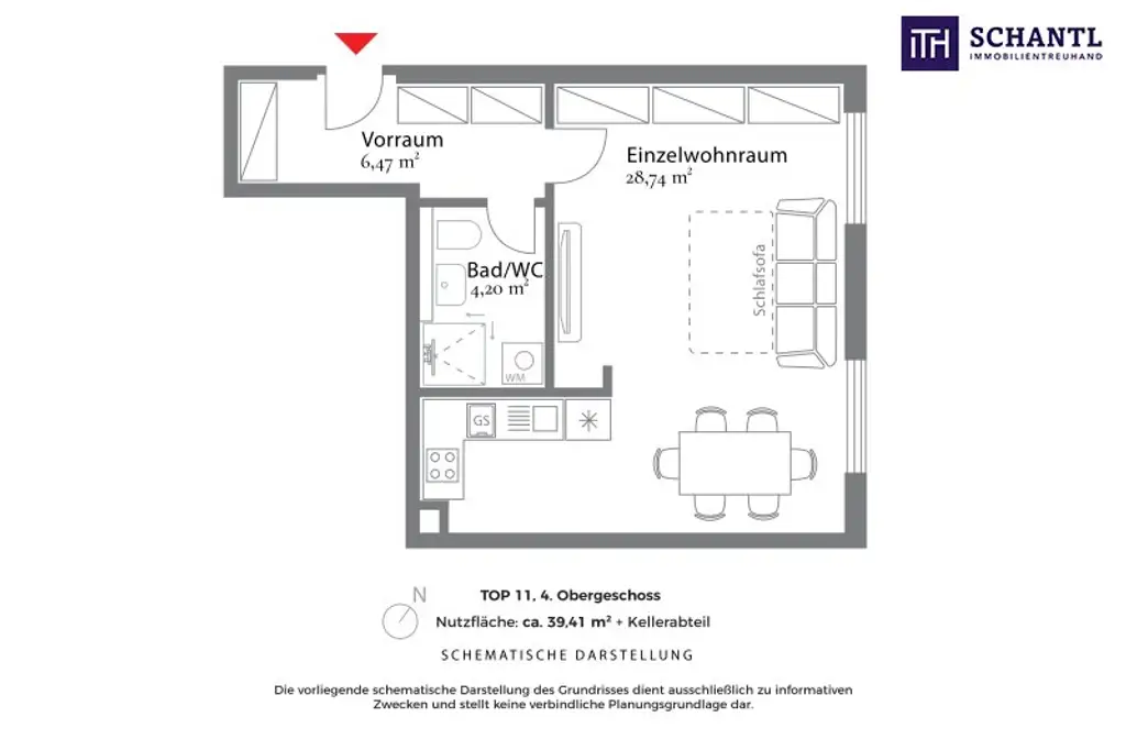 Grundriss Top 11, schematische Darstellung
