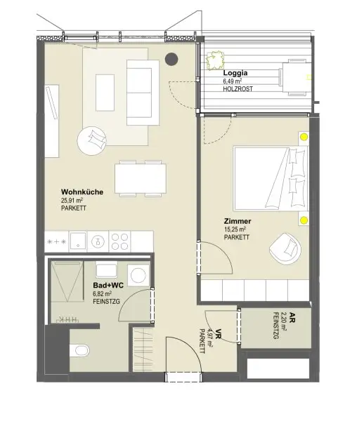 UNBEFRISTETE 2-Zimmer Neubauwohnung mit Freifläche + Extras im Haus