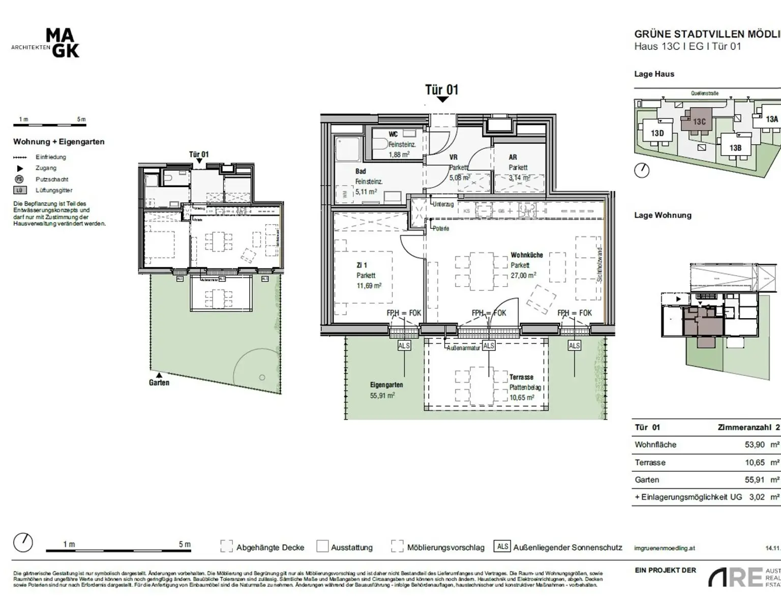 GRÜNE STADTVILLEN - Gartenwohnung mit 2 Zimmern | Holzbauweise & Nachhaltig | Provisionsfrei!
