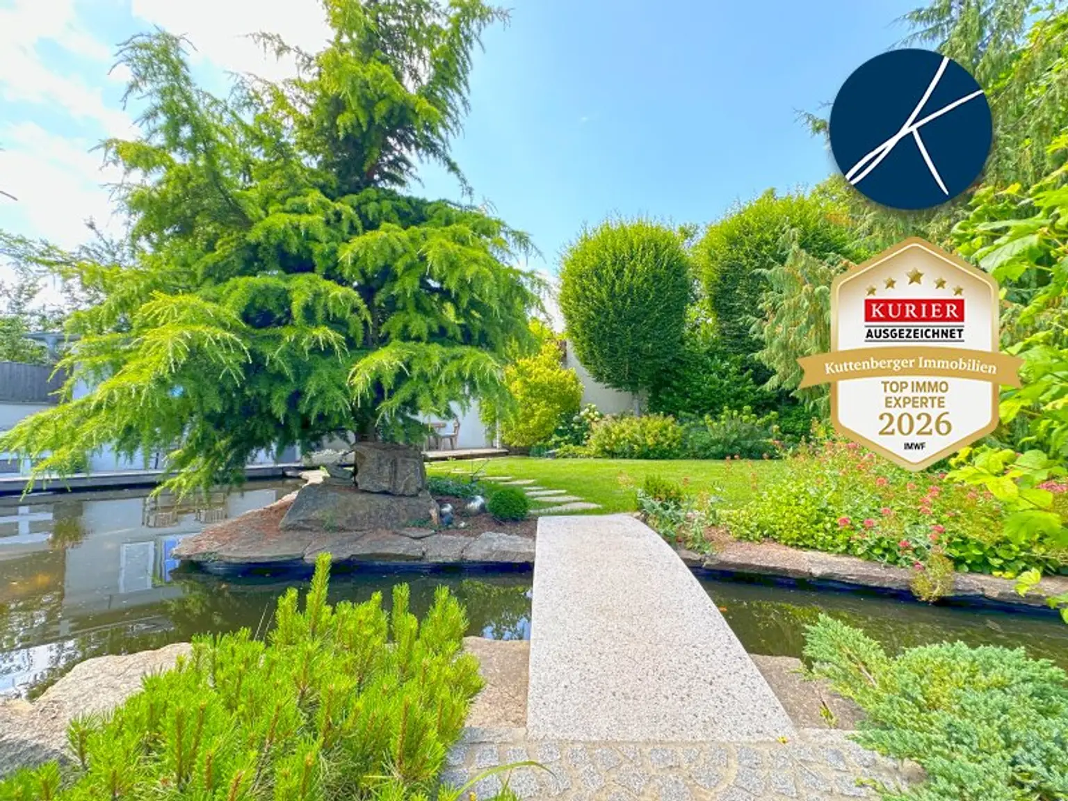 Traumgarten mit Koi-Teich und Wasserspielen