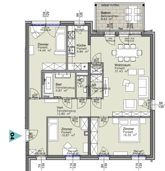 Neubau! Siedlung Rustenfeld! 4-Zimmer Wohnung mit traumhaftem Ausblick auf rund 103 m² mit Balkon!