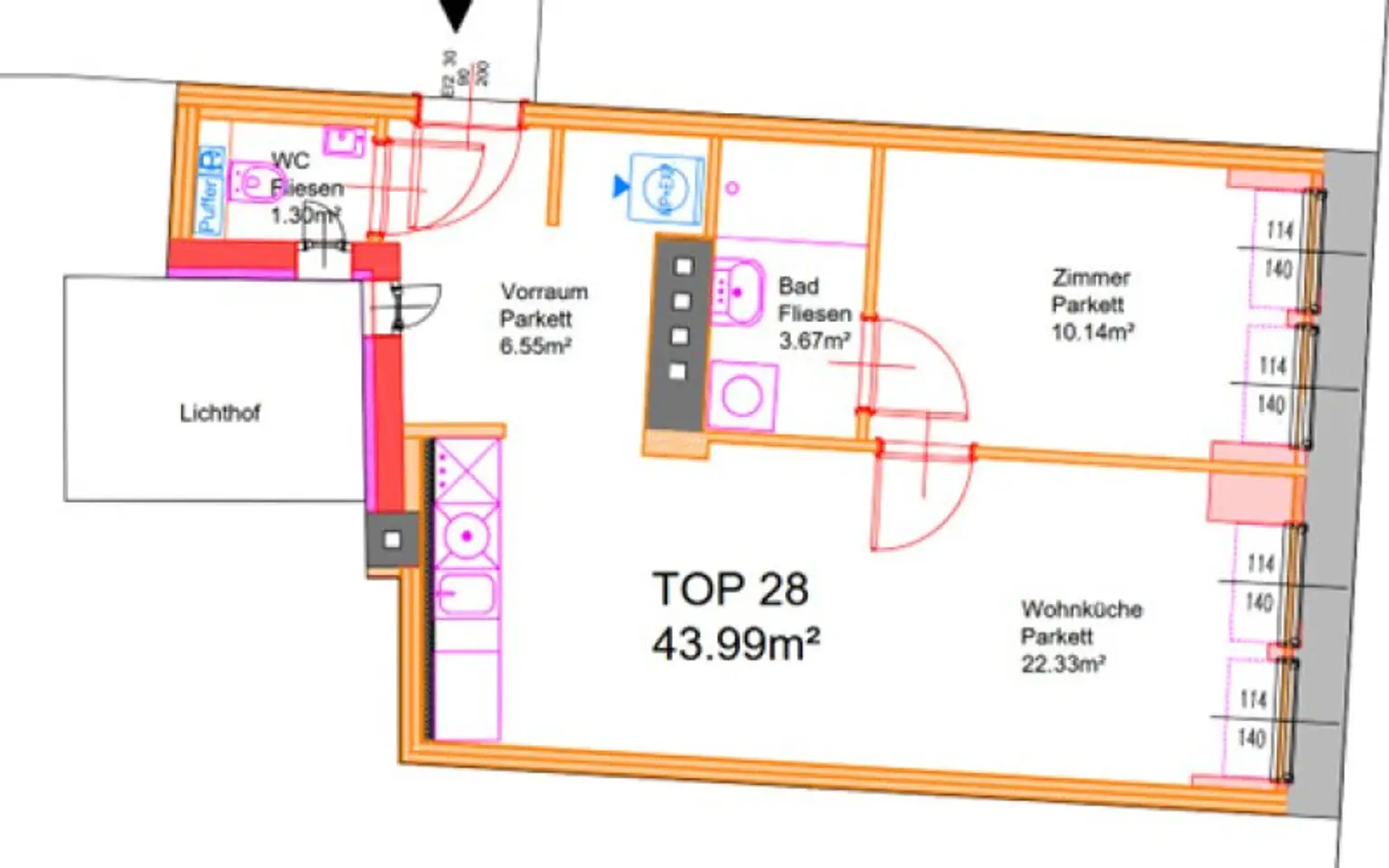 ERSTBEZUG, AUGARTEN-NÄHE, klimatisiertes 44 m2 Dachgeschoss, 2 Zimmer, Komplettküche, Duschbad, Parketten, Brigittenauer Lände