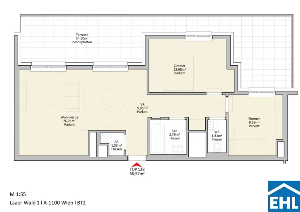Großzügige 3-Zimmer-Wohnung nahe dem Laaer Wald!