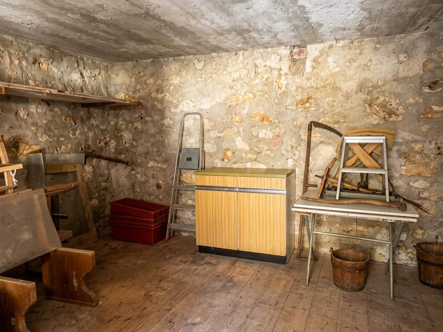 Erdkeller hinter dem Carport, soviel Stauraum