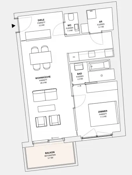 ++MOLLARD 50++ Moderne 2-Zimmer-Wohnung mitten im Herzen der Stadt (1/10)