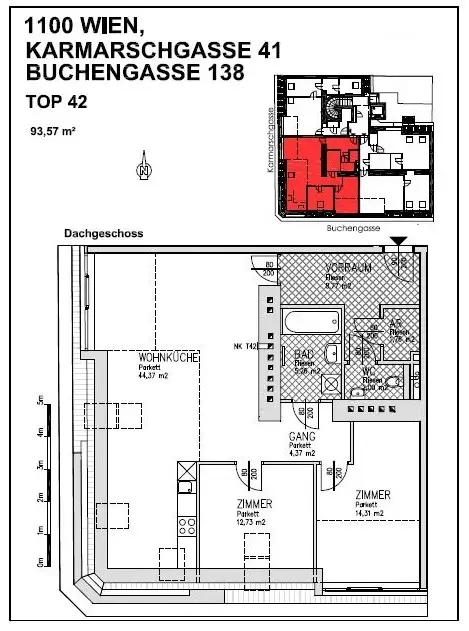 Perfekt aufgeteilte 3-Zimmer-Dachgeschosswohnung in
unmittelbarer Nähe zur Herz-Passage!