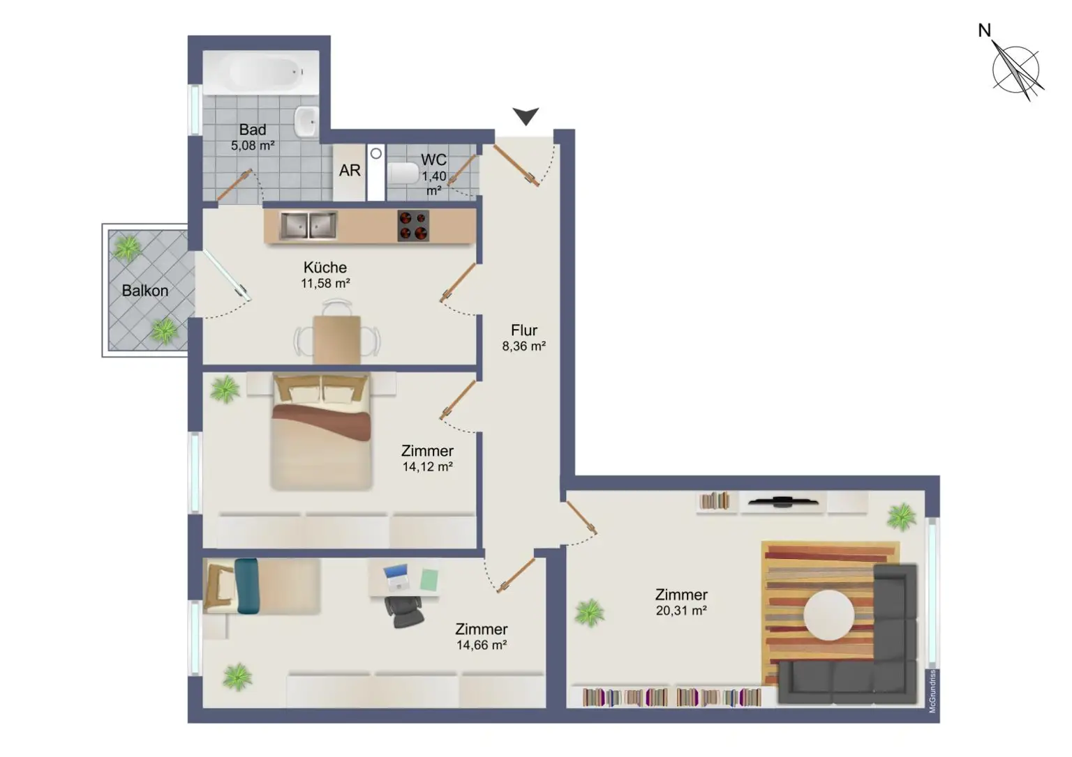 Grundriss ETW 8020  Grimmgasse 18 -Top 4