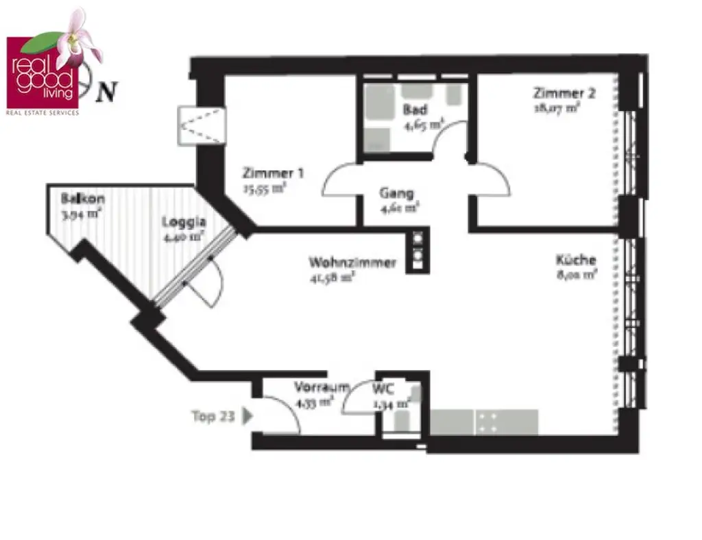 Neubau-Apartment mit Balkon in repräsentativen Gründerzeithaus
