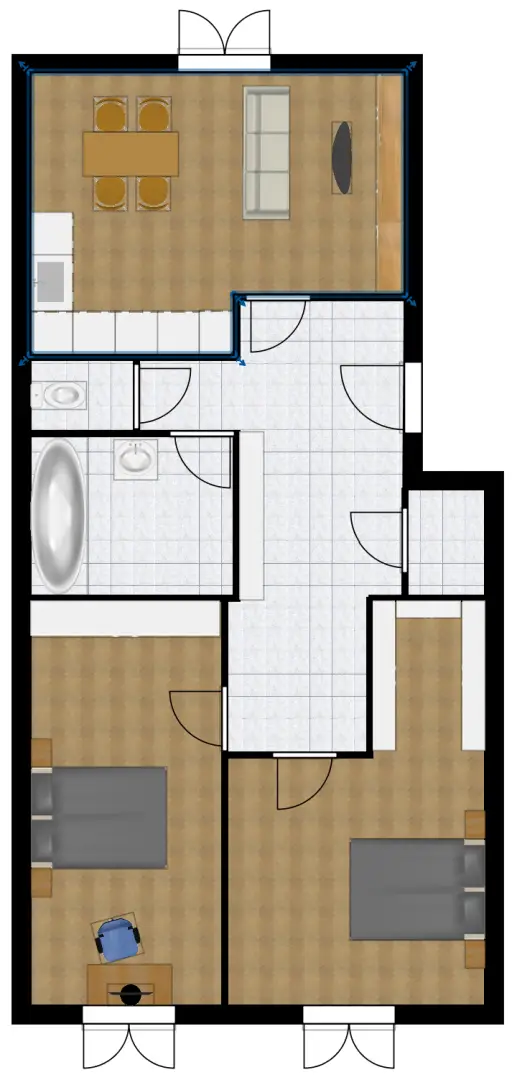 Grundrissskizze Zentral begehbar Variante 2