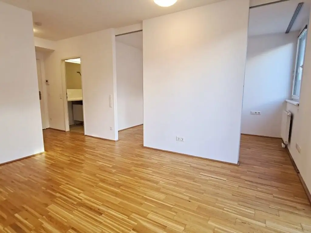 AM SPITZ-NÄHE, gepflegte 36 m2 Neubau mit 4 m2 Balkon, 2 Zimmer, Komplettküche, Wannenbad, Parketten, Garagenplatz möglich, Leopold-Ferstl-Gasse