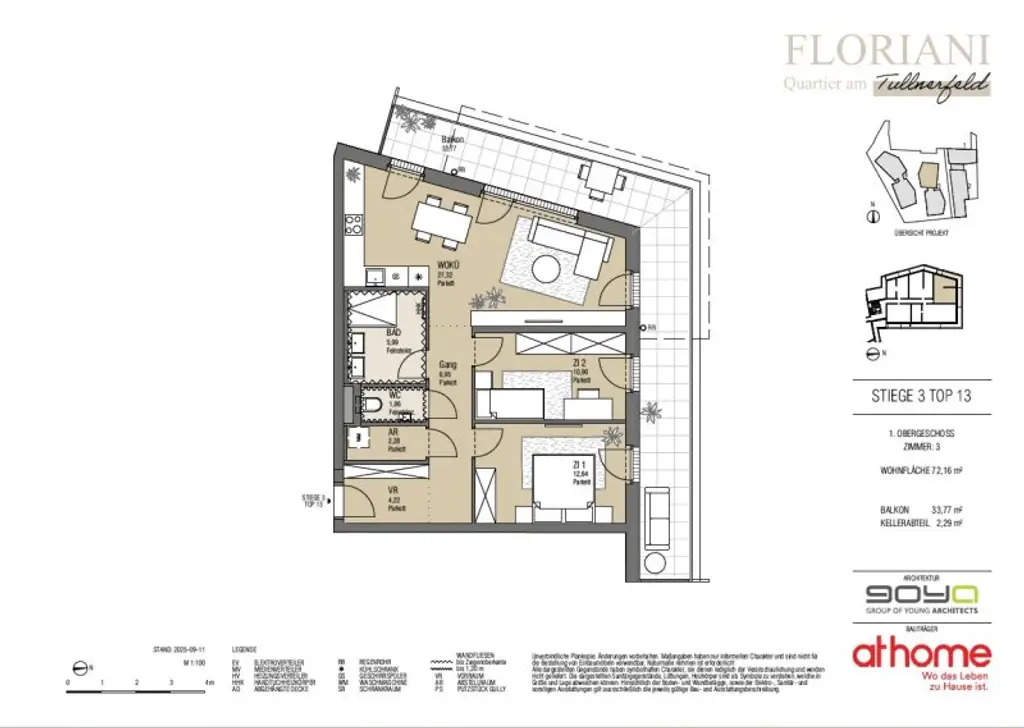 FLORIANI – Quartier am Tullnerfeld - Stilvolle Eckwohnung mit großem Balkon  - Viele Extras für ihr Wohlbefinden - Bahnhof Tullnerfeld in der Nähe