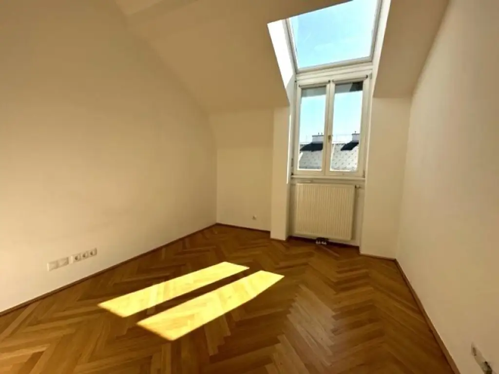 BÖRSE-NÄHE, klimatisiertes 98 m2 Dachgeschoss mit 9 m2 Terrasse, 3 Zimmer, Extraküche, 2 Bäder, Gonzagagasse