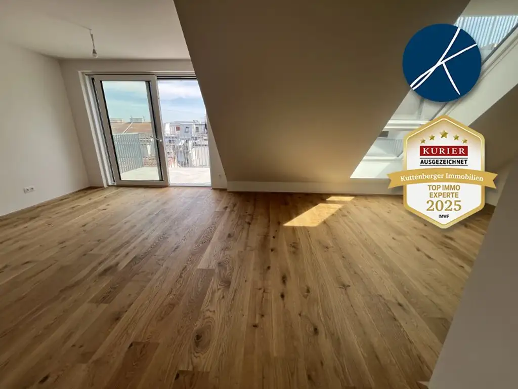 *Superprojekt: ''Über den Baumwipfeln" TOP 53 MIT BALKON + SUPER-PANORAMA-DACHTERRASSE & WIEN-BLICK