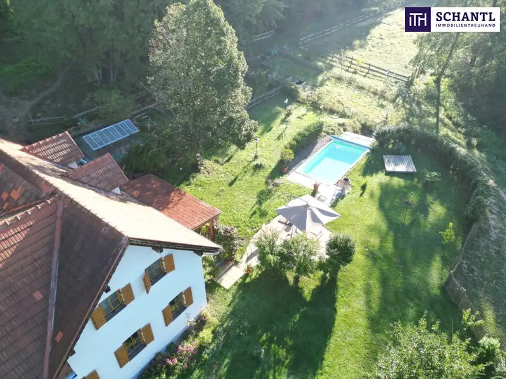 SENSATIONELLES JUWEL! Exklusiver Vierkanthof im Thermenland Steiermark – Wohnen, Reiten & Leben mit Pool und Natur!