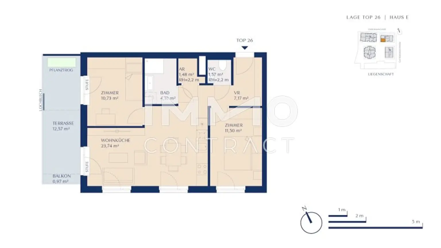 Wohnungsplan Wohnung 2 (links)