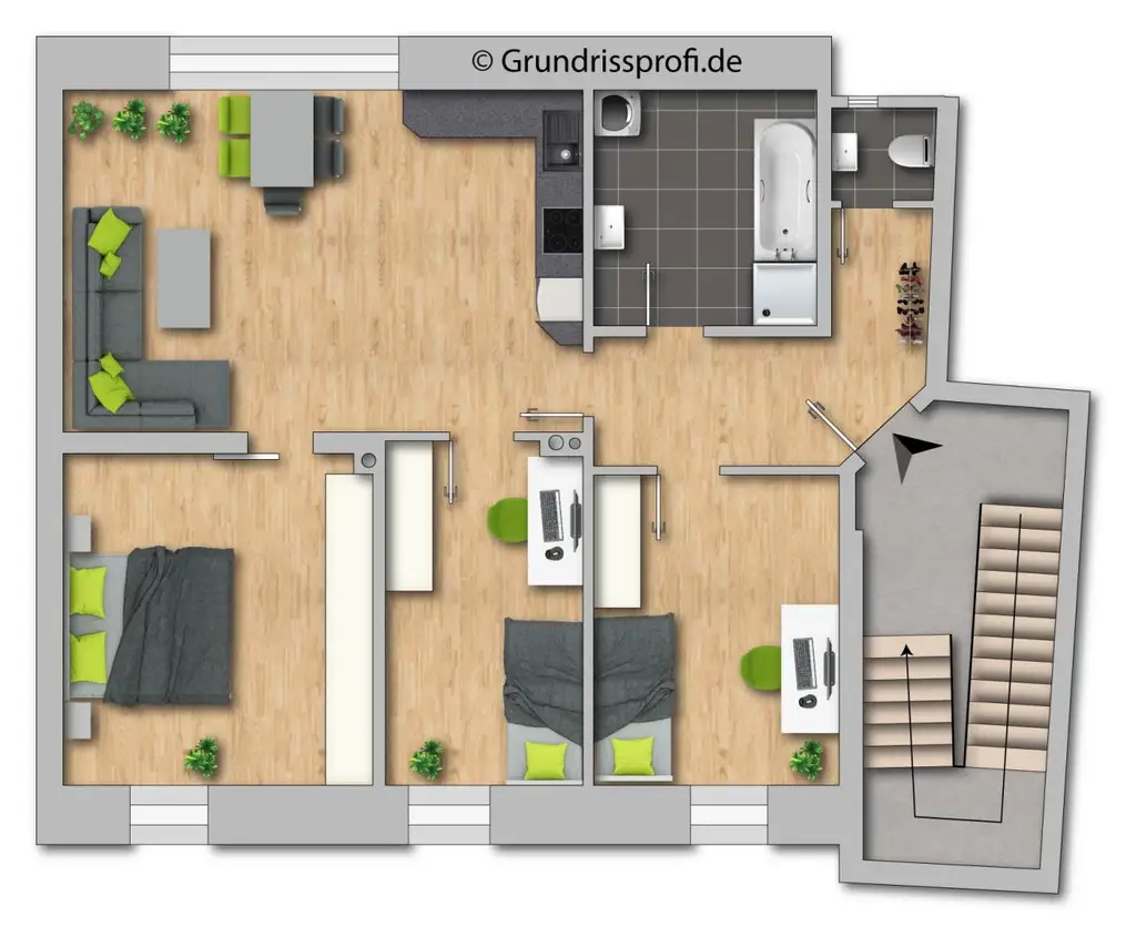 Großzügige Dachgeschosswohnung und Gartenmitbenutzung
