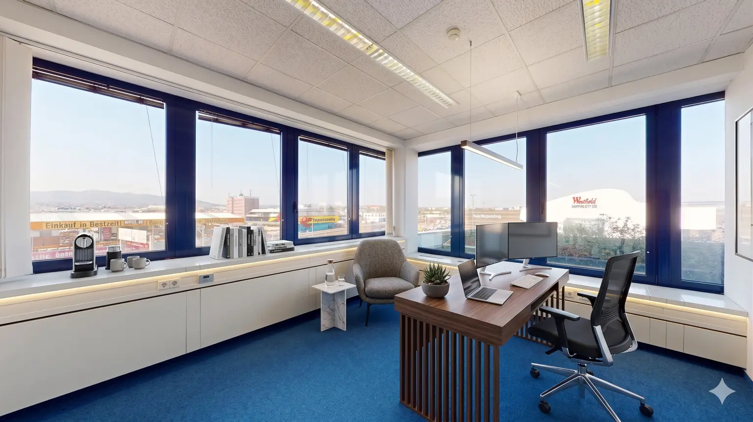 Helles 3-Zimmer Büro mit Einbauküche
