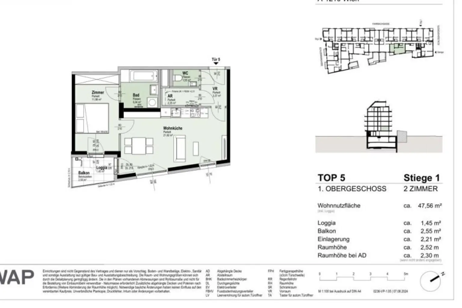 TOP NEUBAU 2-Zimmer-ERSTBEZUG mit Balkon im 1. OG in 1210 Wien! Top 1/5