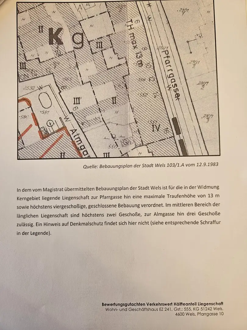 Auszug Bebauungsplan (Quelle Bewertungsgutachten)