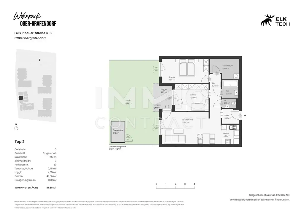 3ZI - 81,58qm - W-Garten-Vorsorgewohnung, Anlage in ökolog. NEUBAU