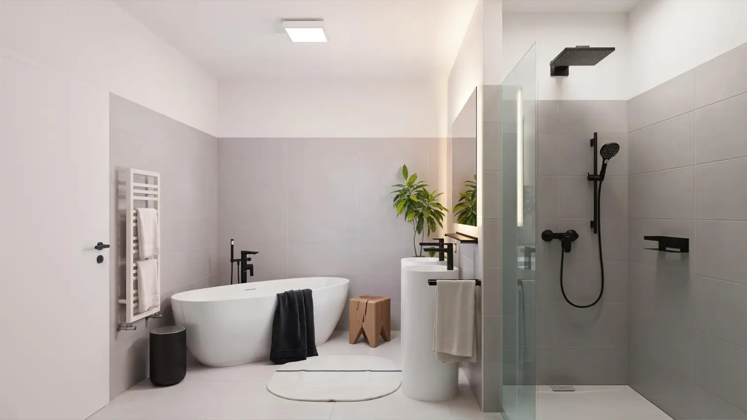 Bad mit Badewanne und Dusche