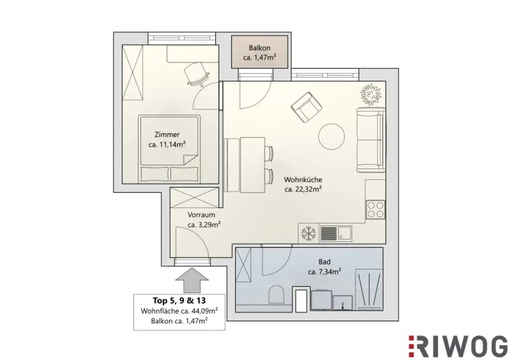 2 Zimmerwohnung mit Loggia | Erstbezug nach Errichtung | für Anleger oder Eigennutzer |  Luftwärmepumpe | optionaler Tiefgaragenplatz