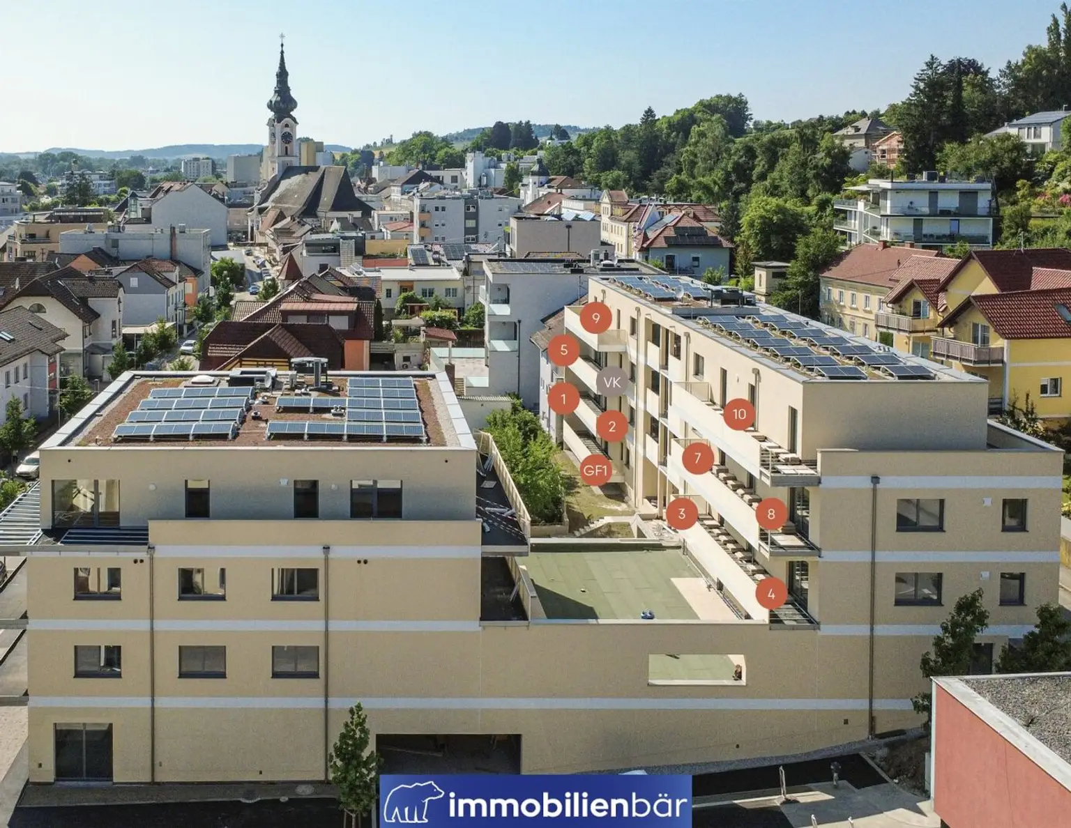 Wohnen im Zentrum von Grieskirchen - Top 5 Haus Prechtlerstraße / 2 Zimmerwohnung mit Blick über Grieskirchen
