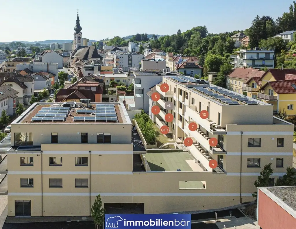 Wohnen im Zentrum von Grieskirchen - Top 5 Haus Prechtlerstraße / 2 Zimmerwohnung mit Blick über Grieskirchen