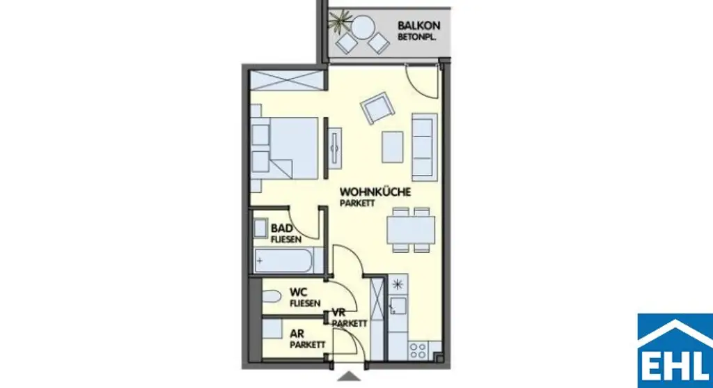 1,5-Zimmerwohnung mit Balkon bei der U1!