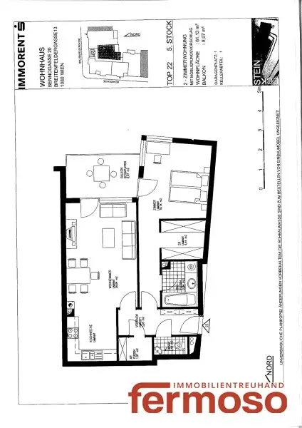 Schöne 2-Zimmer Wohnung mit ruhigem Balkon in sehr guter Lage im 8. Bezirk