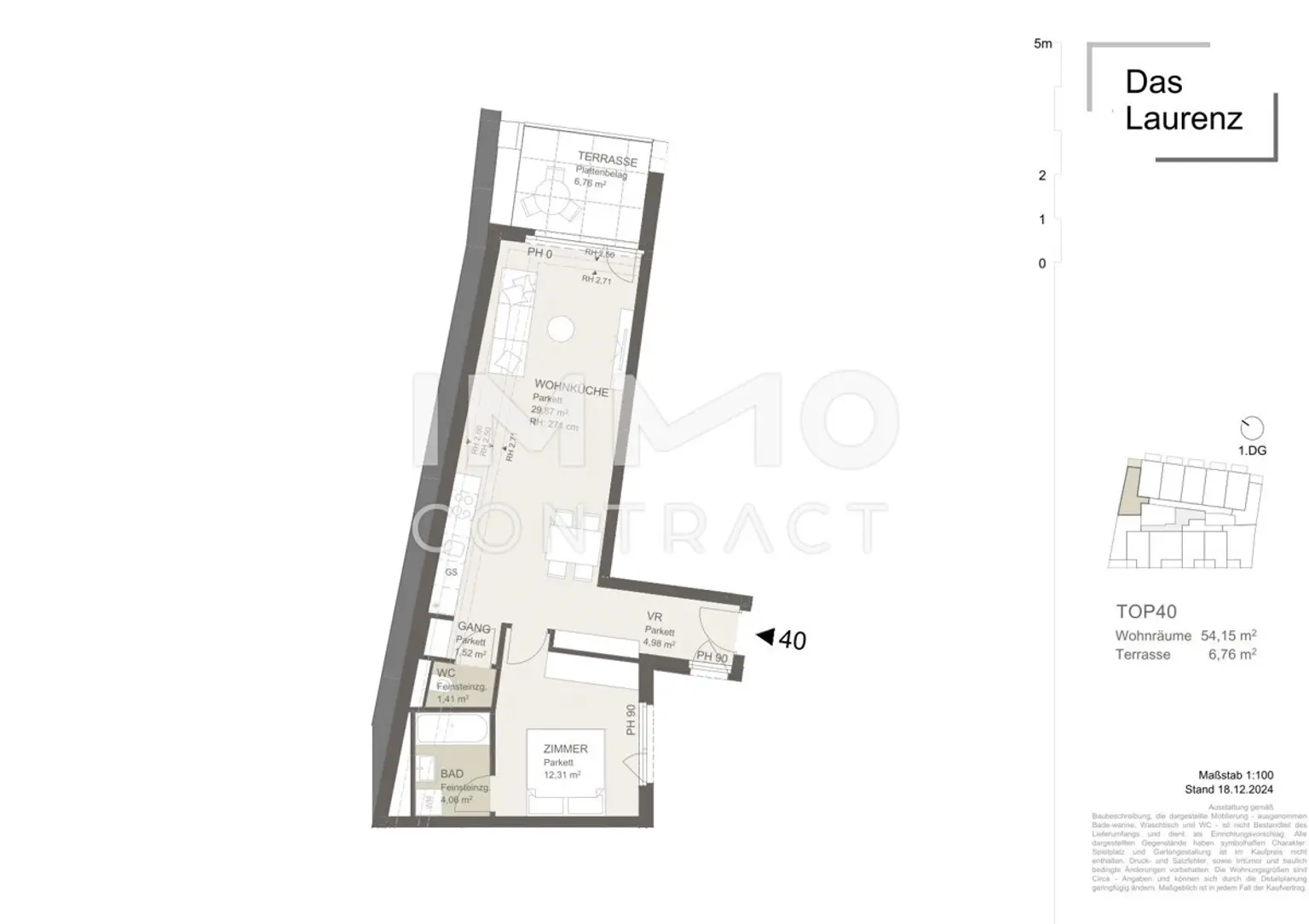 ERSTBEZUG Top Wohnung U3 2 Zimmer + Terrasse - 1 bedroom apartment + terrace U3 = DAS LAURENZ=