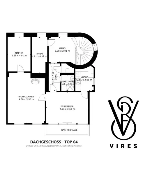 Grundriss Dachgeschoss (Top 04)