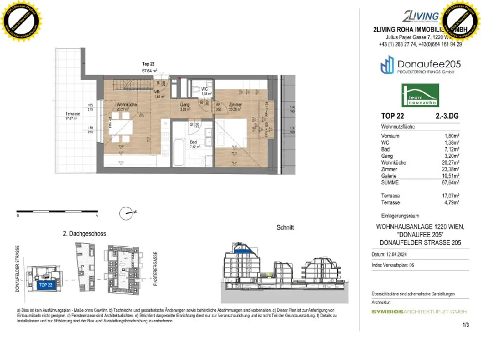 Hier müssen Sie schnell sein - AB SOFORT BEZIEHBAR!! Tolle 3 Zimmerdachgeschosswohnung + zwei Terrassen! Absolute Toplage! U1 Kagranerplatz!