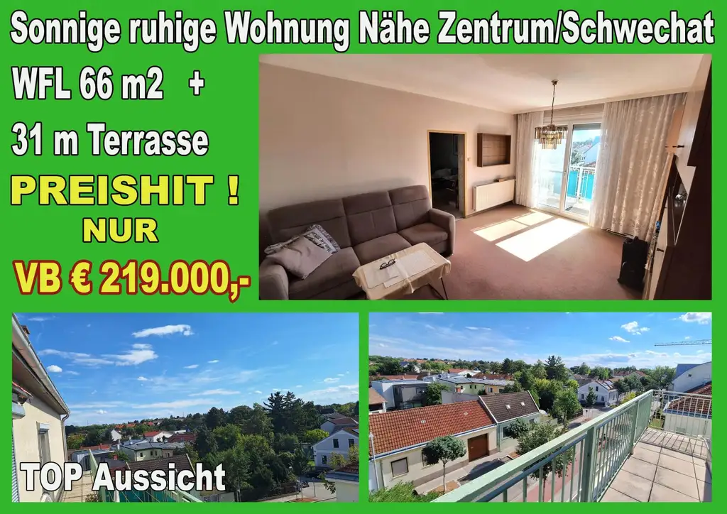 Preishit!!  Sonnige Wohnung mit großer Terrasse Zentrum Schwechat