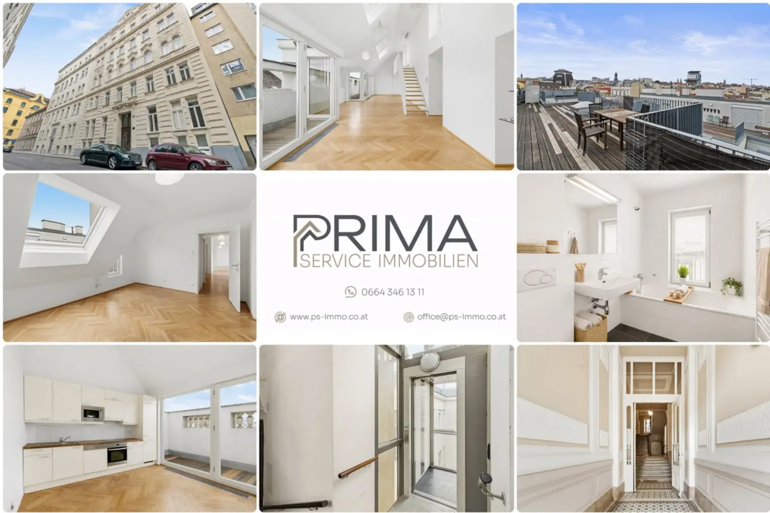 A | ++ TRAUM mit WIEN-BLICK ++ Exklusive DREI Zimmer mit grandioser Dachterrasse | Prima Service Immobilien