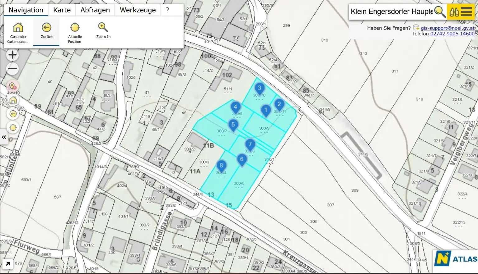 Klein Engersdorf Grundstücke NÖ Atlas Auszug