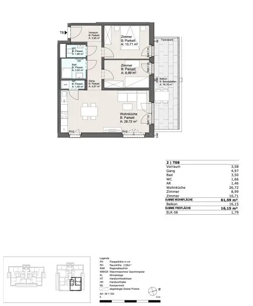 Anlage/Vorsorgewohnung: Klimaaktiv-zertifiziert, ca. 62 m2, Balkon, Grünlage, niedrige Betriebskosten, hauseigene Tiefgarage!