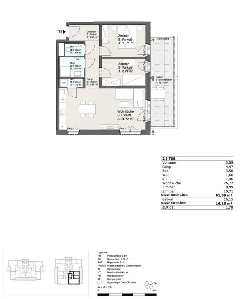 Anlage/Vorsorgewohnung: Klimaaktiv-zertifiziert, ca. 62 m2, Balkon, Grünlage, niedrige Betriebskosten, hauseigene Tiefgarage!