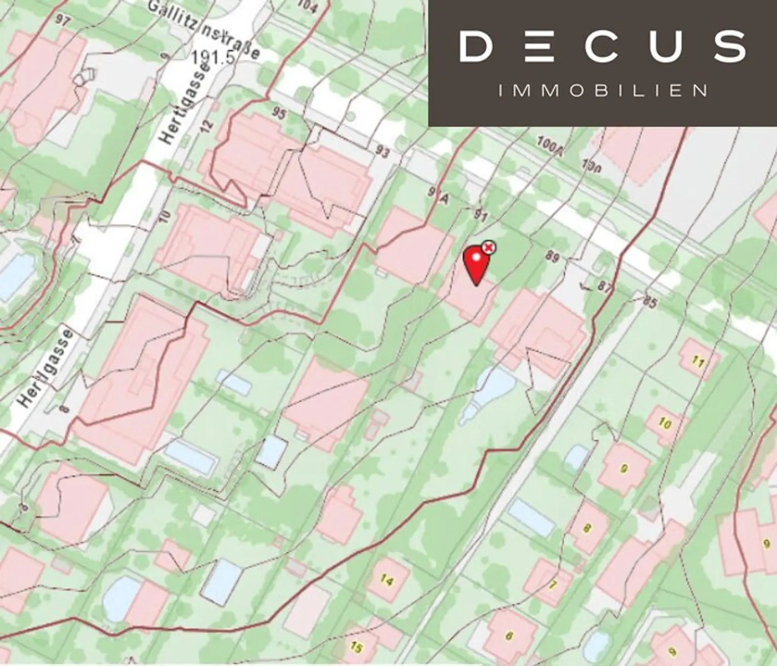 Höhenlinienverlauf lt. Geodatenviewer wien.gv.at