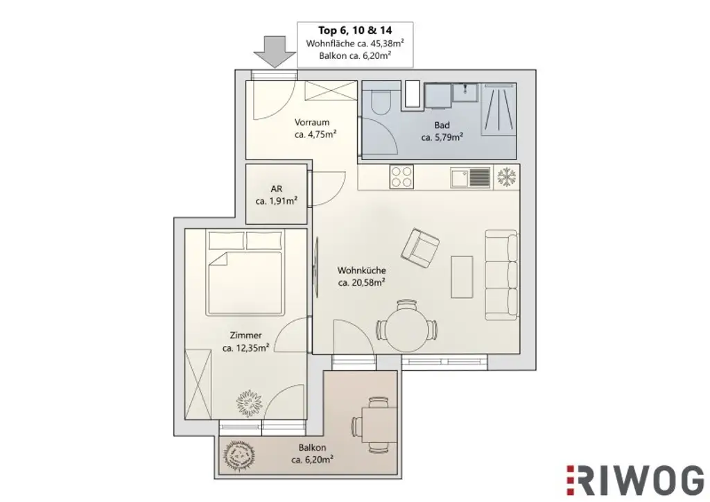 Erstbezug nach Errichtung | südseitige 2-Zimmerwohnung mit Balkon in ruhigen Innenhof | optionale Tiefgaragenplätze | Luftwärmepumpe