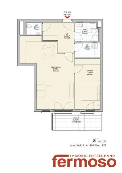 Helle 2-Zimmer Wohnung in einem Neubaukomplex