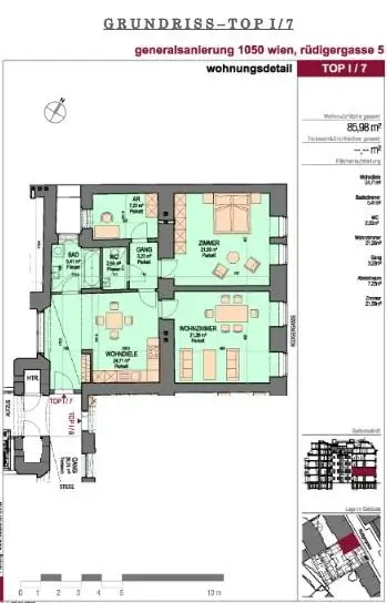 1050 Wien Altbaujuwel! Generalsanierte 3-Zimmer-Wohnung Nähe Naschmarkt