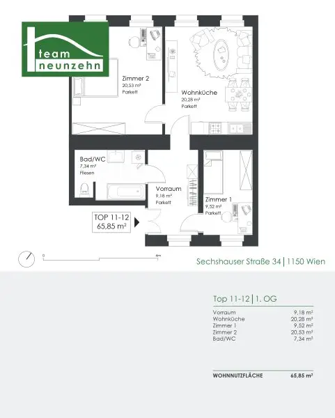 Sechshaus - Erstbezug nach Renovierung! Innenhofausrichtung und 5 Gehminuten zu U4 und U6! Helle Altbau-Wohnung mit 2 oder 3 Zimmern!