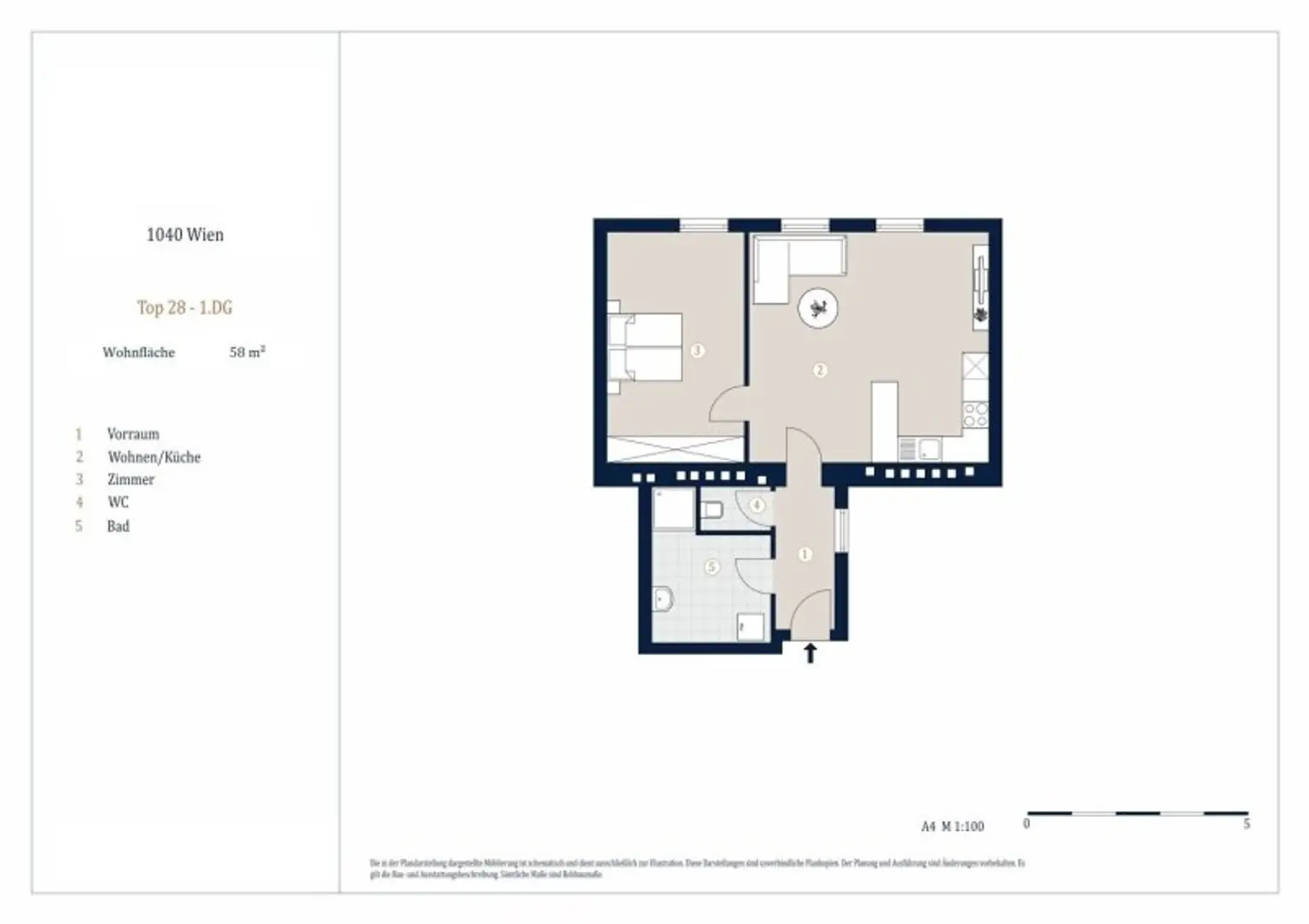 Helle 2-Zimmer Wohnung, Nähe Wiedner Hauptstraße