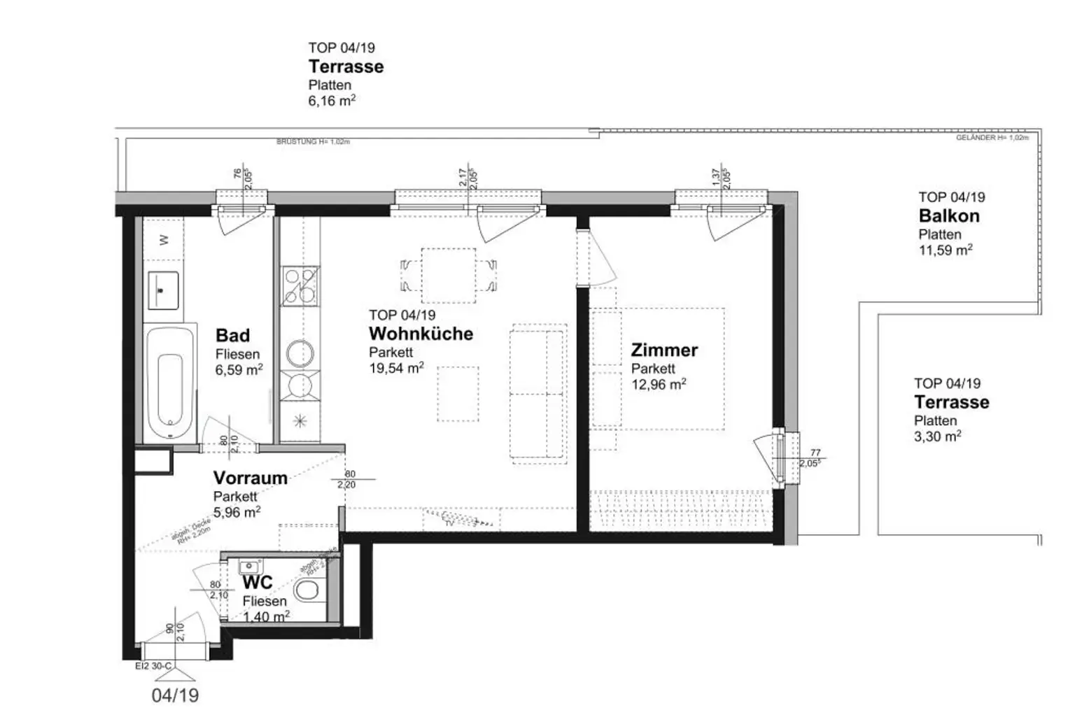 Grundriss Top 19 Stiege 4