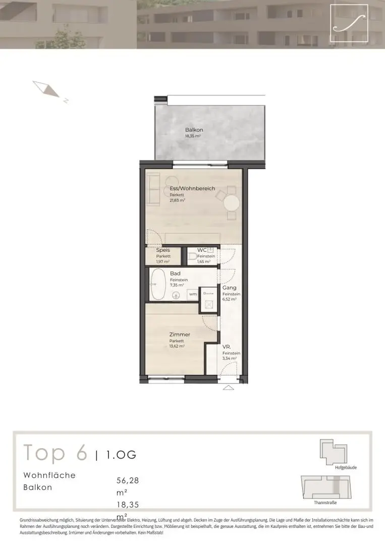Grundriss Top 6, 1.OG