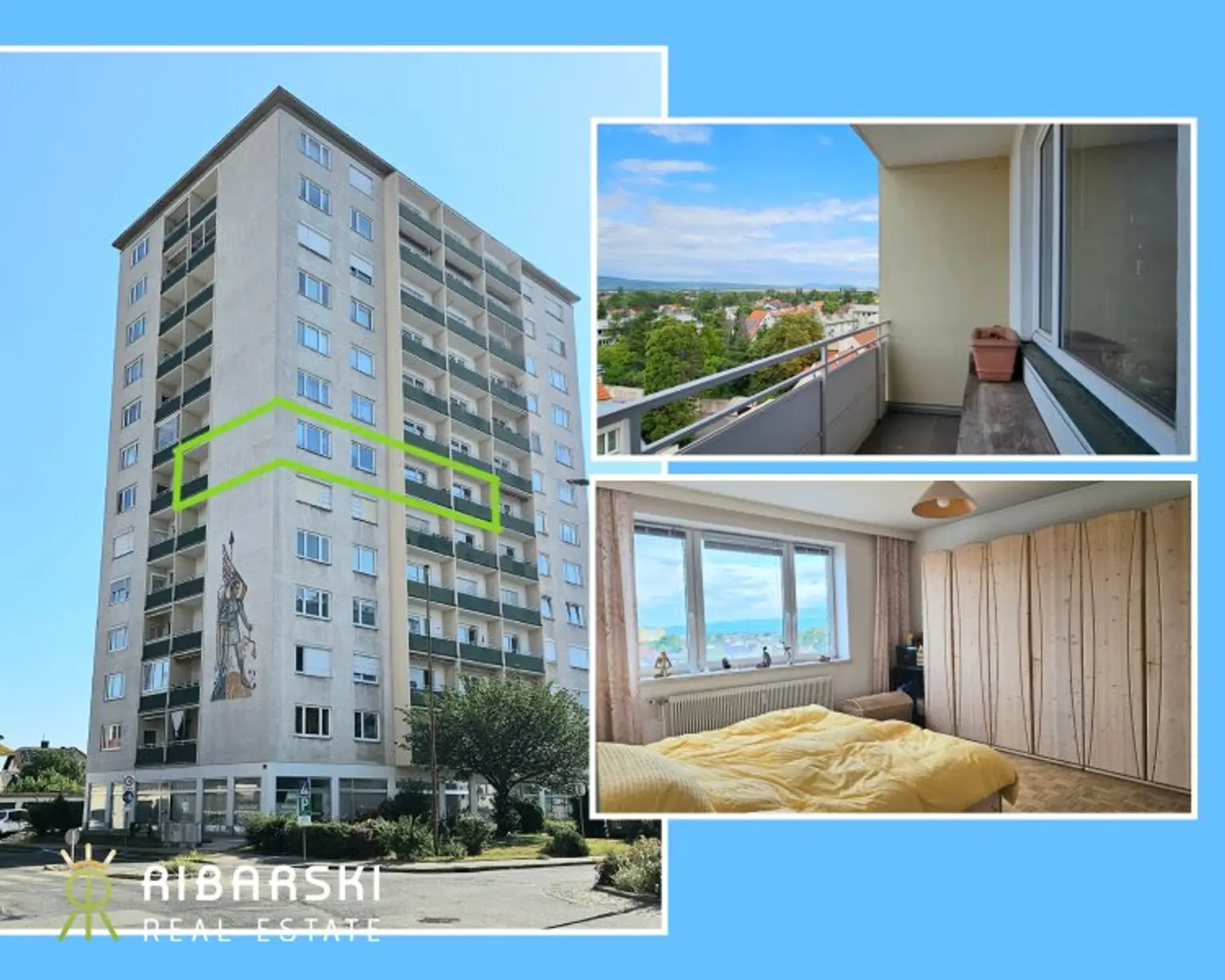Fast wie ein Penthouse der 70er Jahre - großzügige Wohnung mit 4 Zimmern und drei Loggien - Garage inklusive