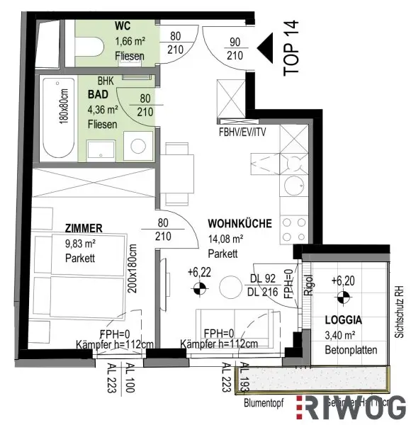 ERSTBEZUG | 2-Zimmer Wohnung mit Loggia | 3. OG | Fernwärme | Fassadenbegrünung | TG-Stellplatz optional | Nachhaltiges Wohnbauprojekt