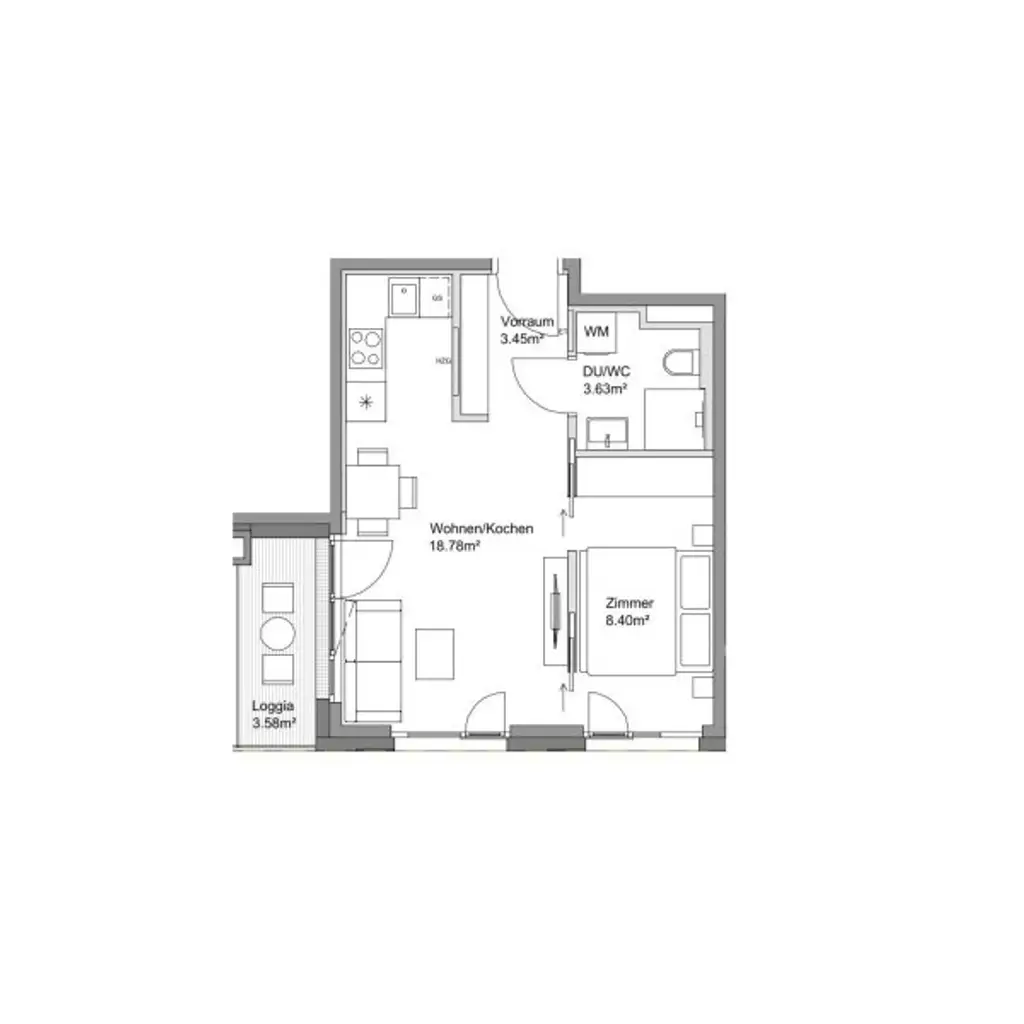 Erstbezug ab Dezember! 1,5-Zimmer-Loggiawohnung inkl. Stellplatz zu vermieten!