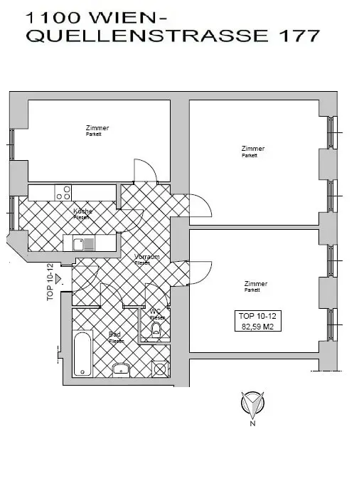 Befristet vermietete 3-Zimmer-Wohnung in Favoriten!